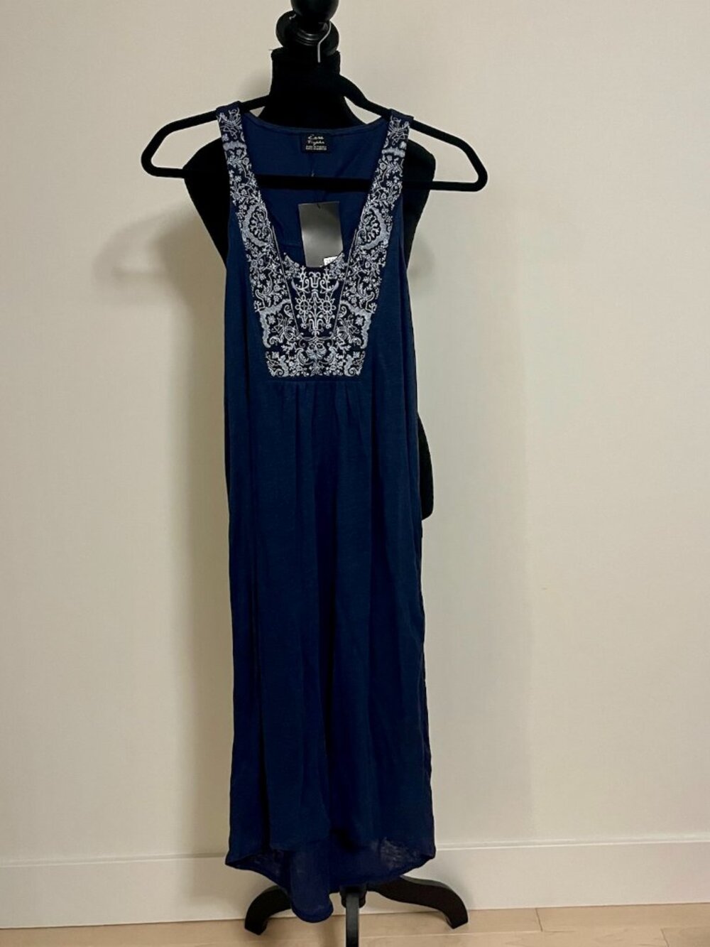 #245 NWT Zara Blue Sleeveless Dress w/ Embellished neck